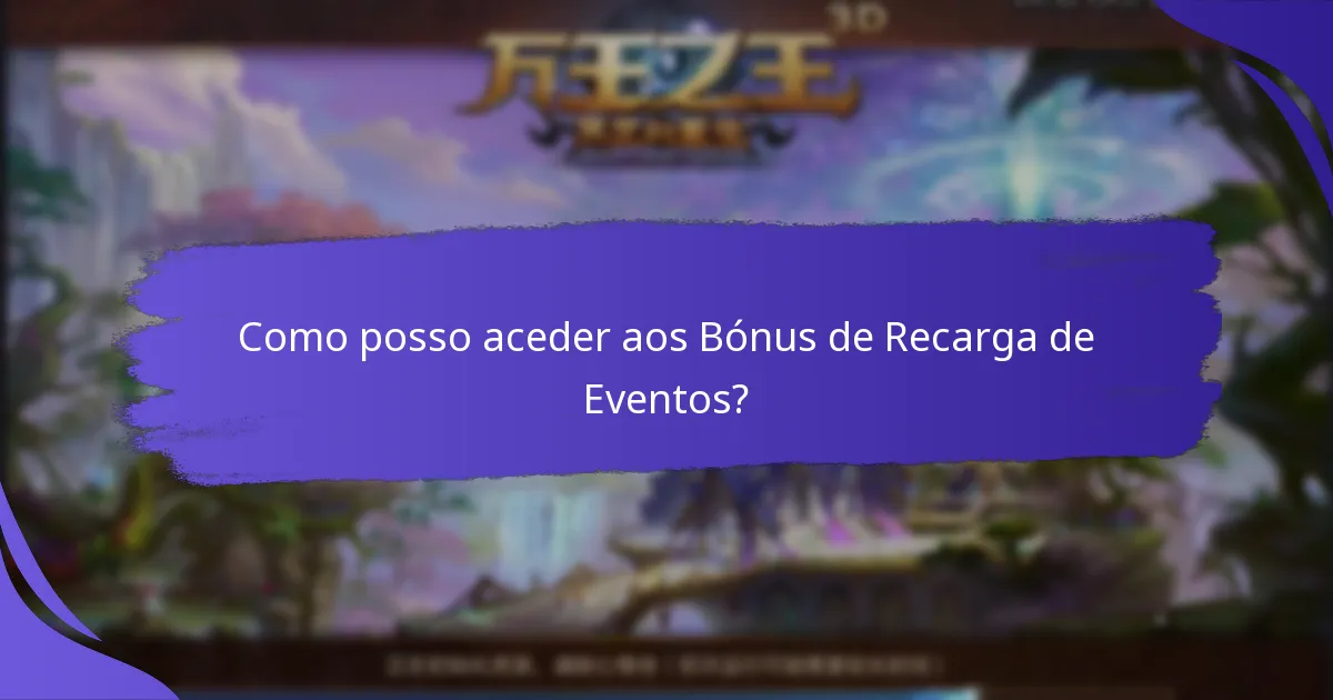Como posso aceder aos Bónus de Recarga de Eventos?